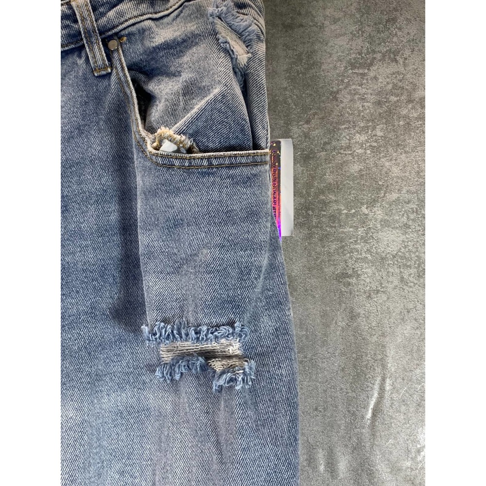 Tinseltown Junior's Plus Medium Wash High-Rise Distressed Wide-Leg Jeans SZ 18W - Picture 3 of 13